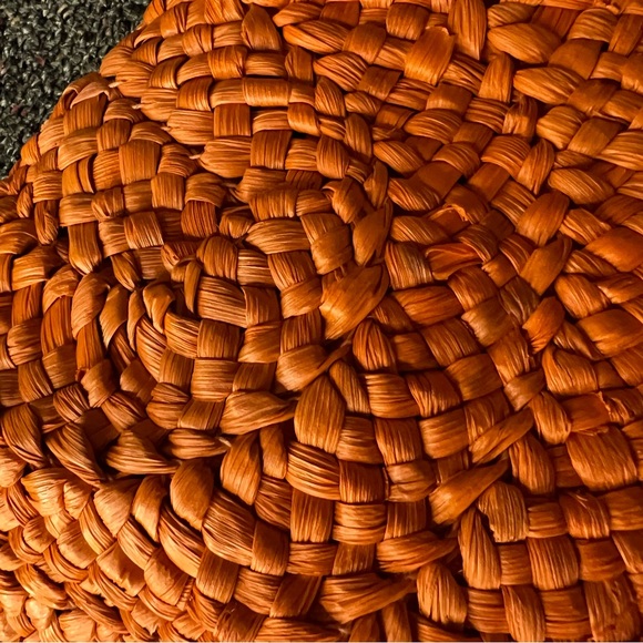 AMAZON Orange Straw Rattan Woven Medium Envelope Clutch Bag Purse Wallet Magnet - Picture 7 of 16